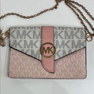 Michael Kors Pink and Cream Crossbody Bag | see condition callouts
